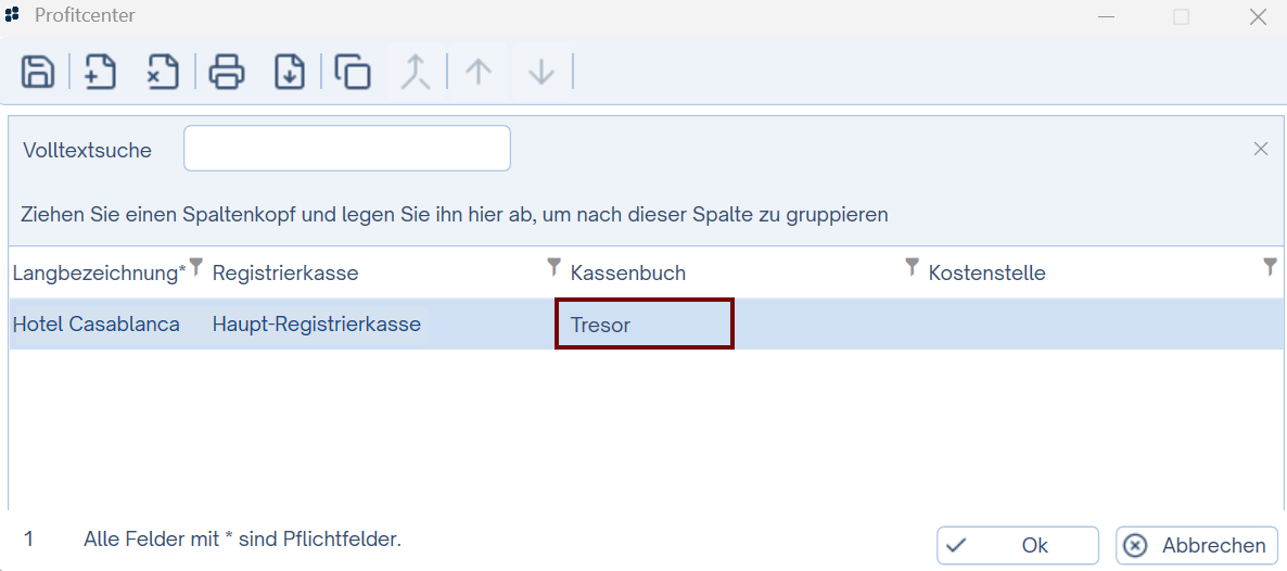 Kellnerumsatz Profitcenter