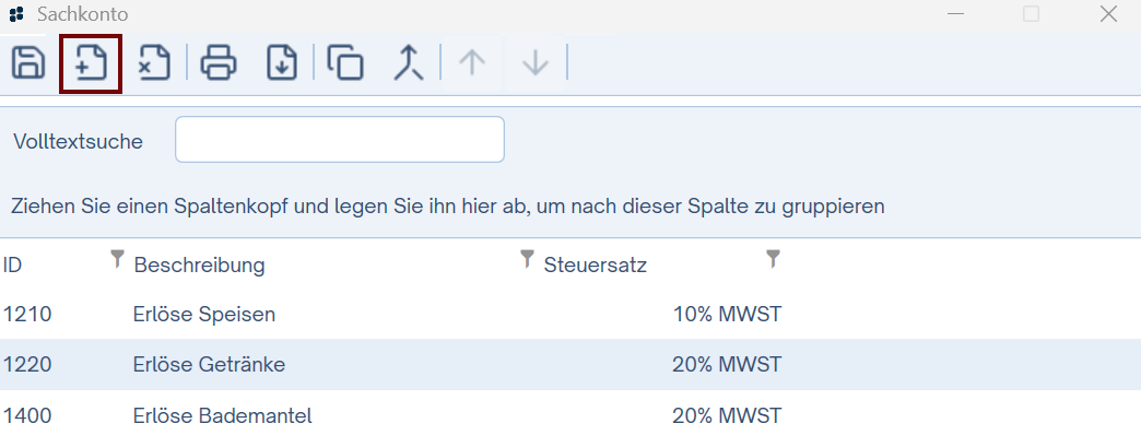 Sachkonto hinzufügen