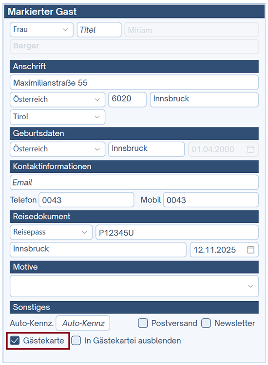 Gästekarte akzeptieren Gästekarte akzeptieren
