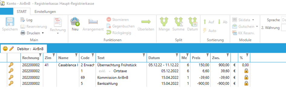 Ansicht Konto Ansicht Konto