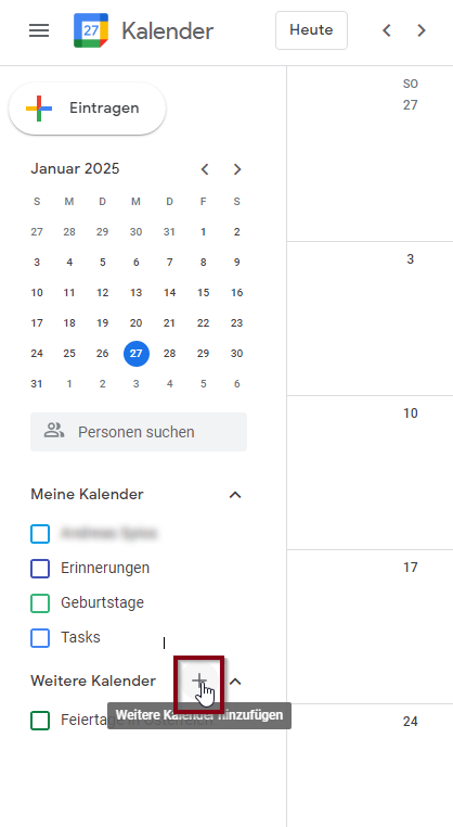 Weiteren Kalender hinzufügen