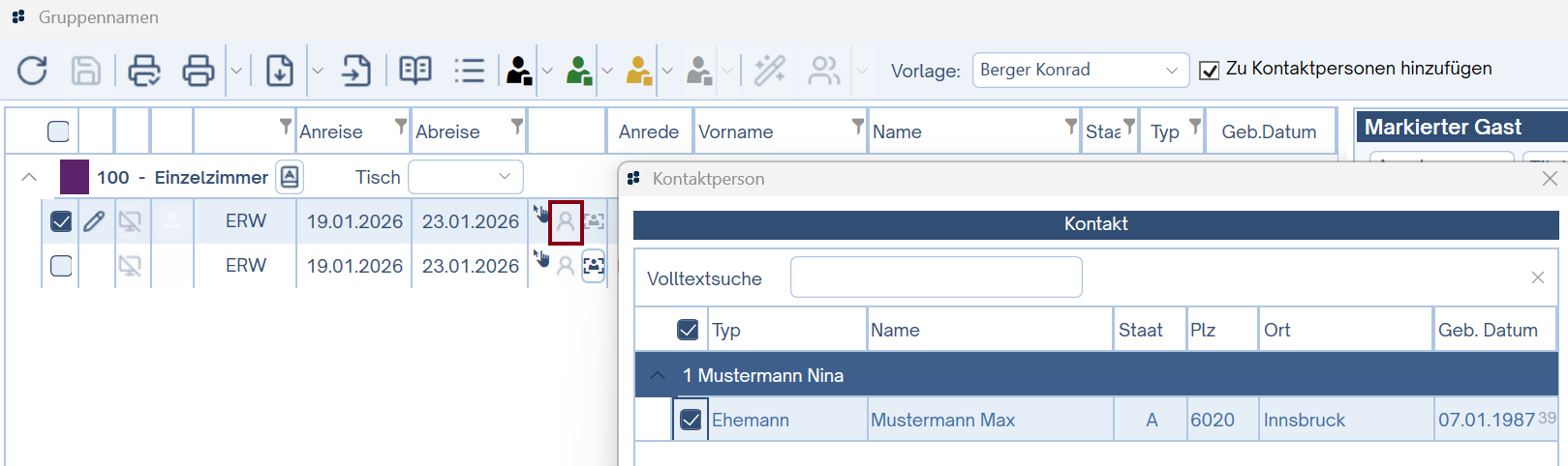 Kontaktpersonen zuweisen