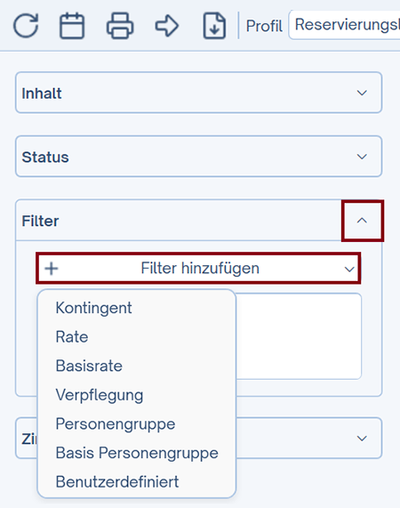 Filter hinzufügen