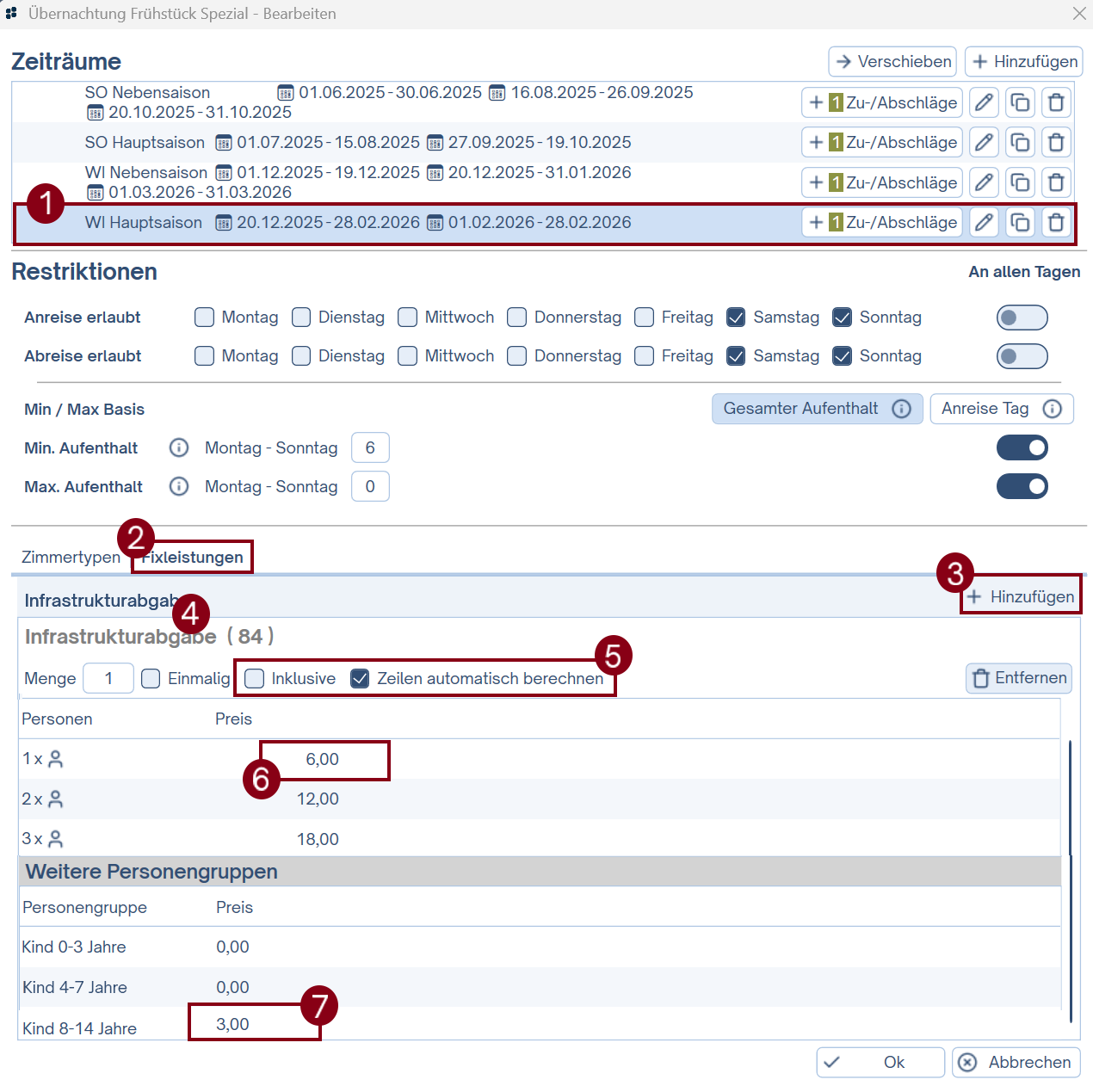 Infrastructurabgabe als Fixleistung hinterlegen