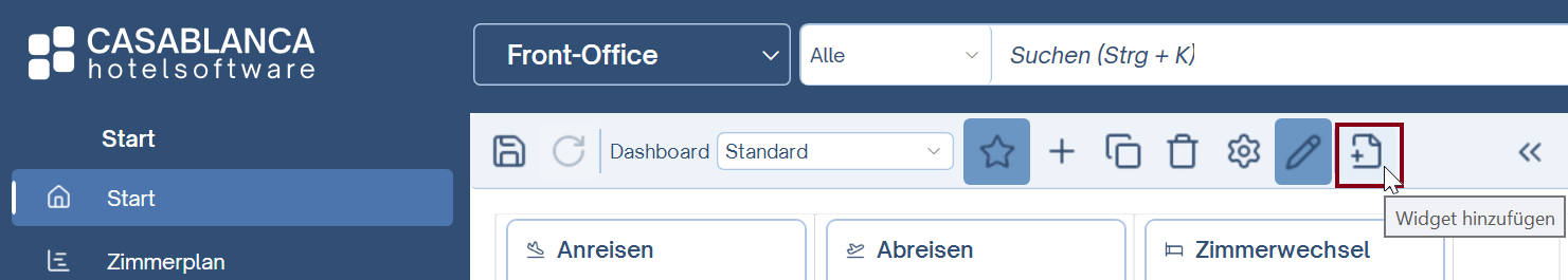 Widget hinzufügen CASABLANCA Dashboard