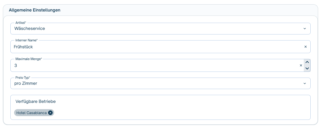 Allgemeine Einstellungen Upselling
