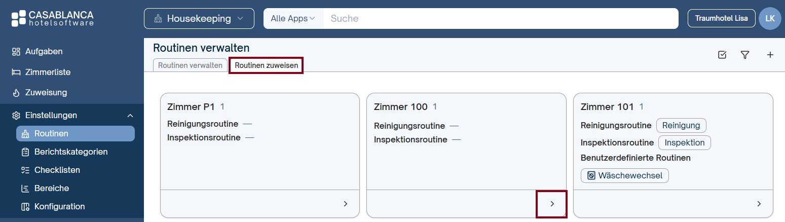 Zuweisung der Routinen