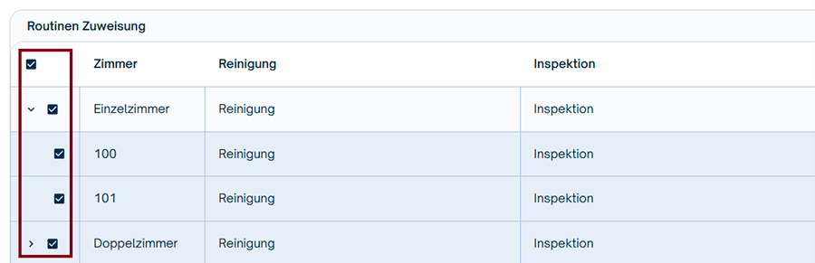 Zuweisung der Routinen