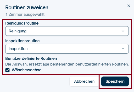 Zuweisung der Routinen
