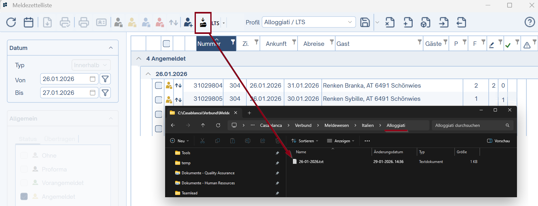 Alloggiati Export