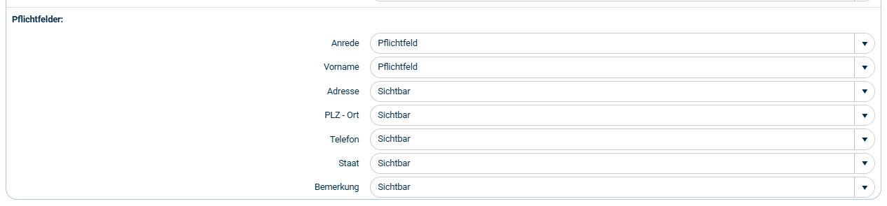 Anfragemanager Pflichtfelder Platzhalter