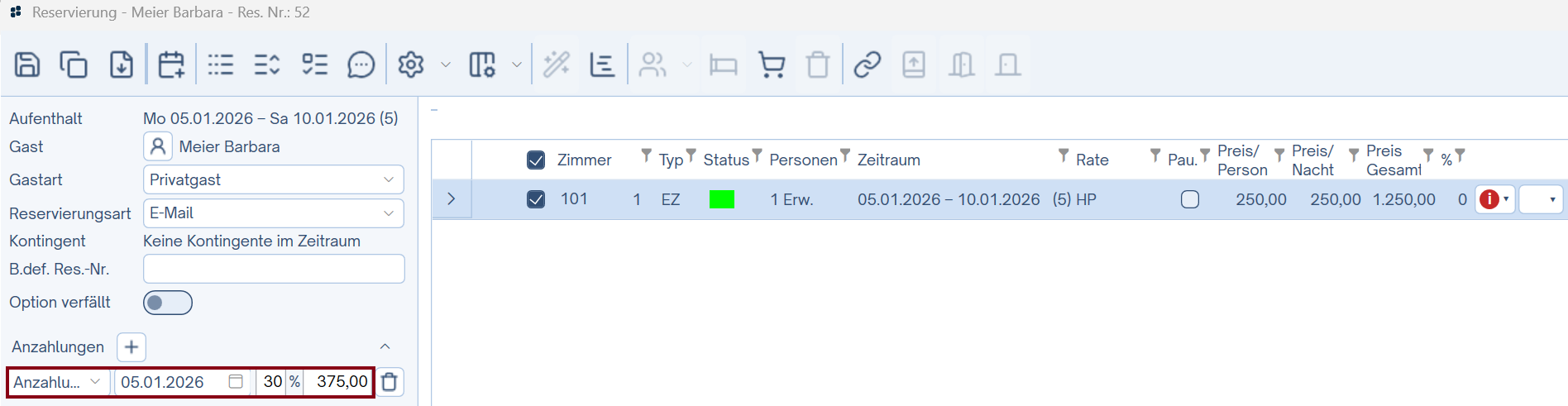 Anzahlung nach Rechnungslegung