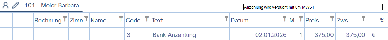 Anzahlung nach Rechnungslegung