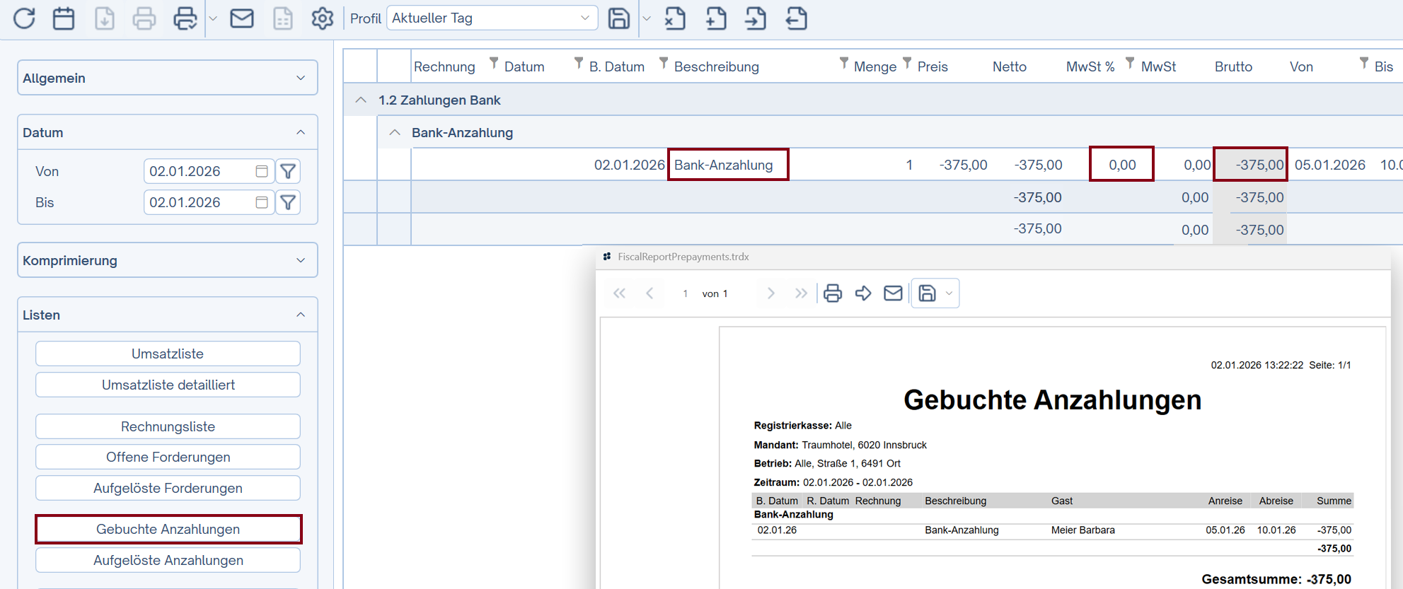 Anzahlung nach Rechnungslegung