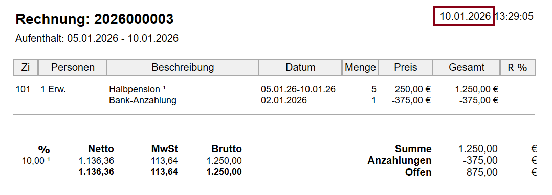 Anzahlung nach Rechnungslegung