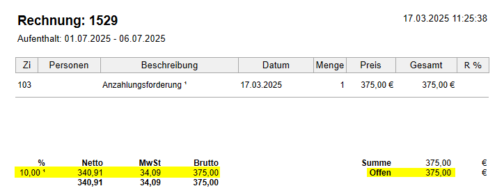 Anzahlung nach Rechnungslegung Anzahlung nach Rechnungslegung