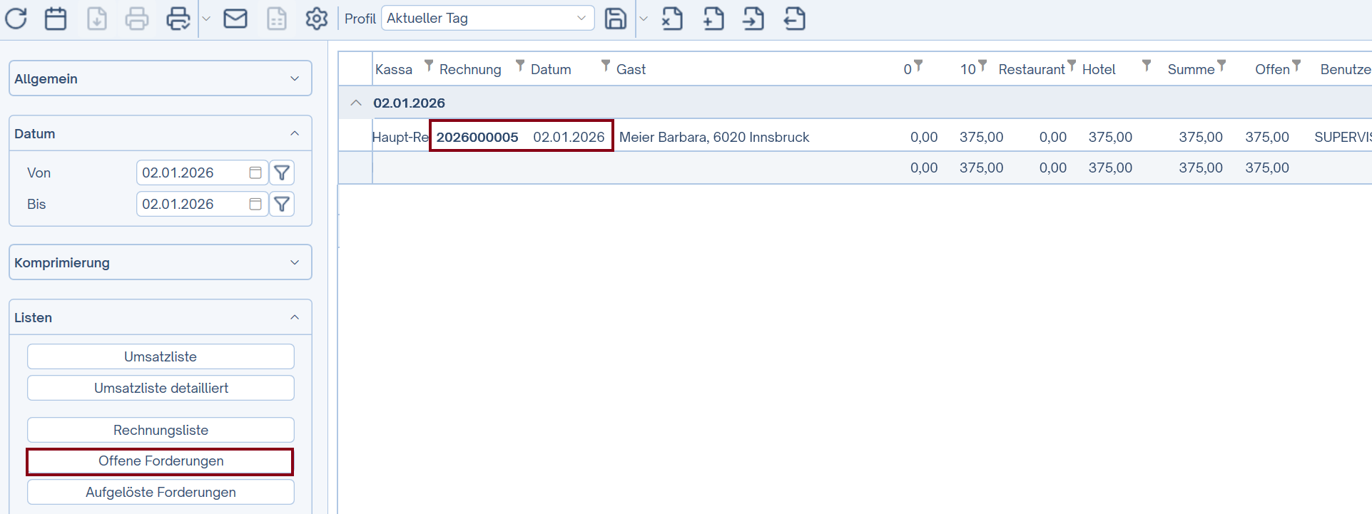 Anzahlung nach Buchungsdatum