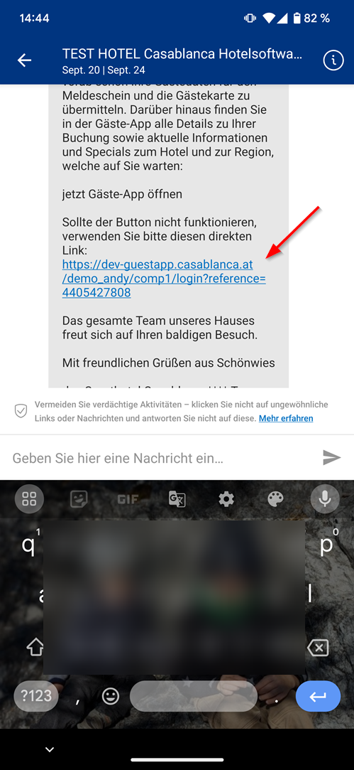 Booking.com App - Chatverlauf