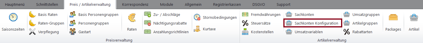 Sachkonten Konfiguration