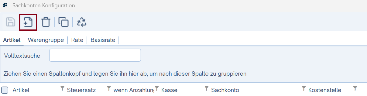 Sachkonten Konfiguration