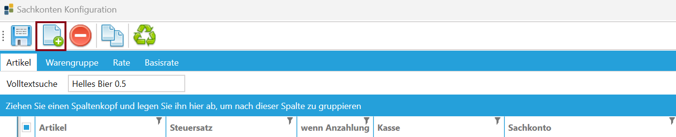 Sachkonten Konfiguration