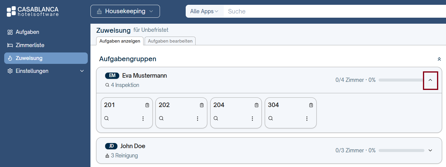 Zuweisung von Aufgaben