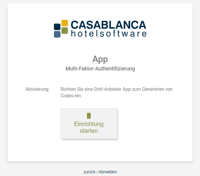 Authenticator-App-&gt; Einrichtung starten