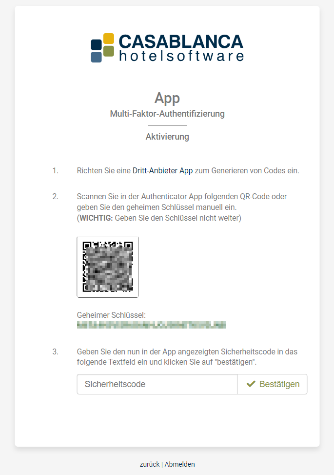 QR-Code zur Aktivierung