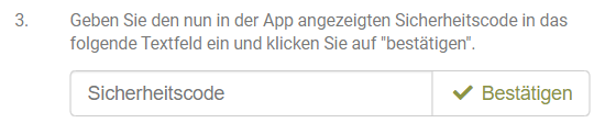 Code eingeben -&gt; Bestätigen