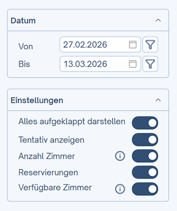 Einstellungen Verfügbarkeits-Fenster