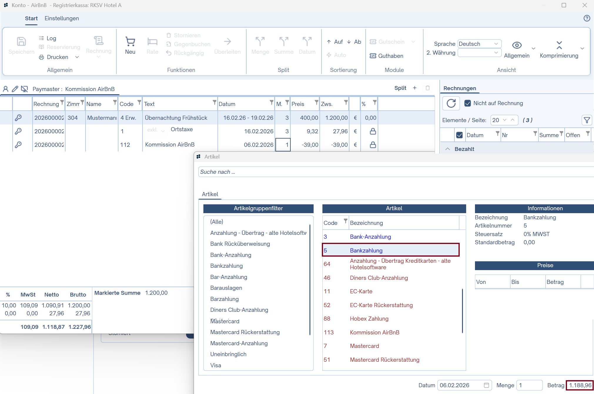 Rechnung ausgleichen