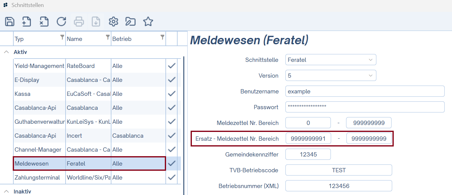Stammdaten - Ersatz - Meldezettel Nr. Bereich eingeben