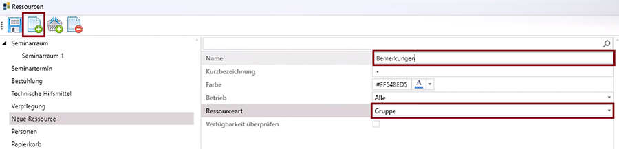 Gruppe - Bemerkungen Ressourcenverwaltung