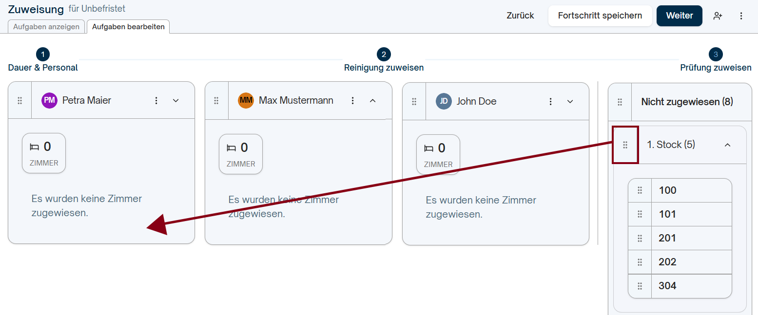 Zuweisung von Aufgaben