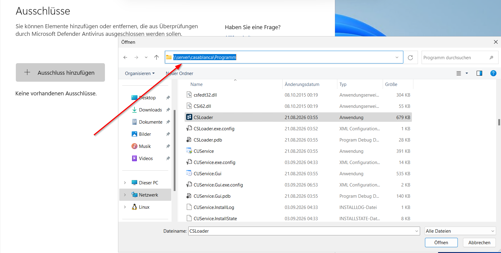 Störung CSLoader/Microsoft Defender