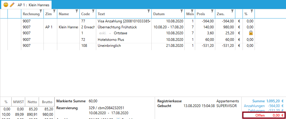 Rechnung ausgeglichen Rechnung ausgeglichen