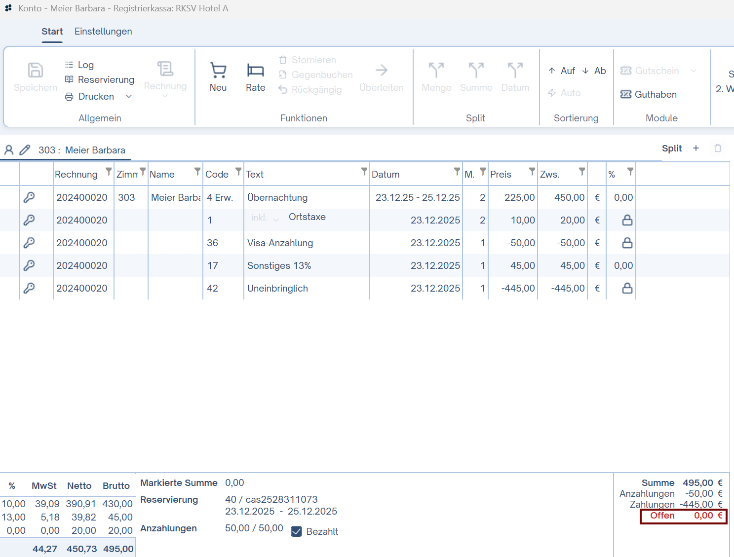 Rechnung ausgeglichen