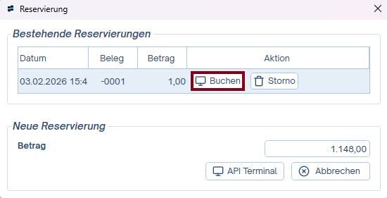 reservierten Betrag abbuchen