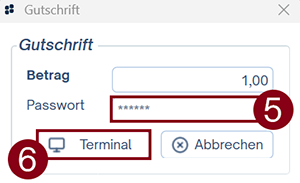 Gutschrift zum Terminal senden