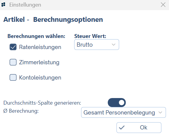 Berechnungsoptionen ändern
