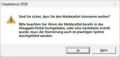 Warnung bei Storno