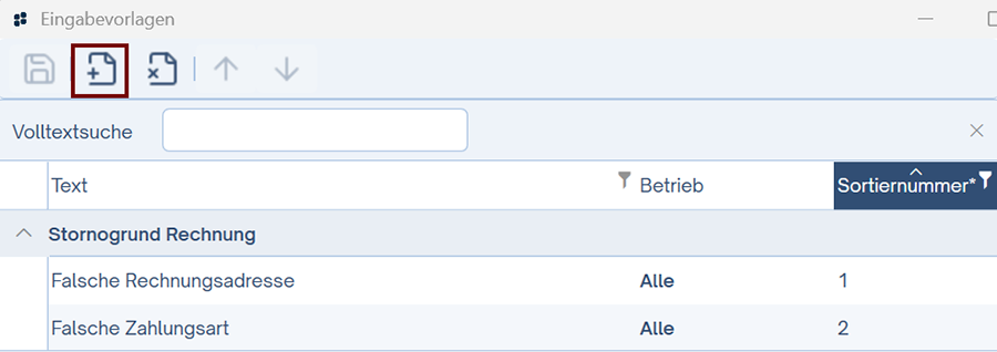 Vorlagen Betriebszuweisung und Sortierung