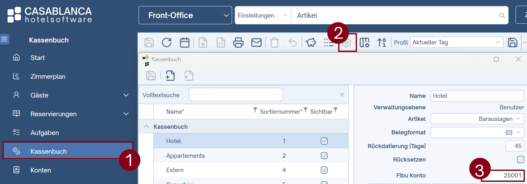 Kassenbuch Fibu Id definieren