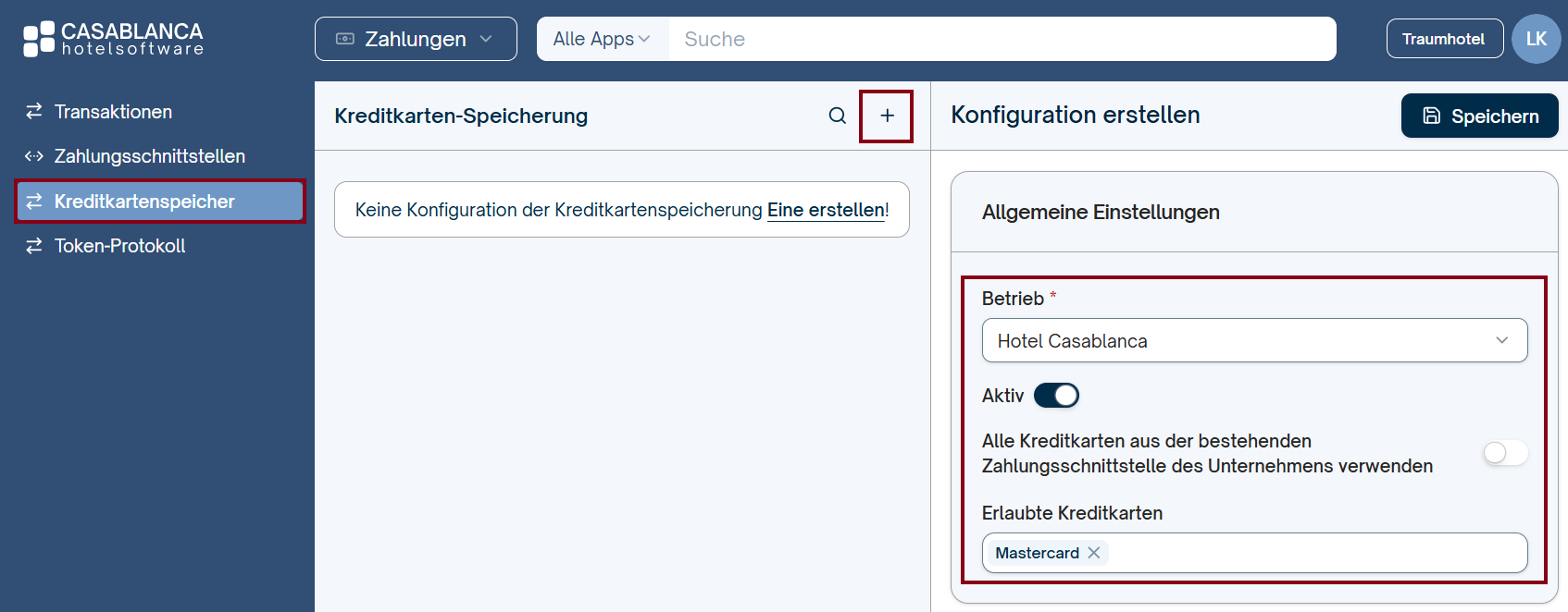Schnittstellen Einstellungen