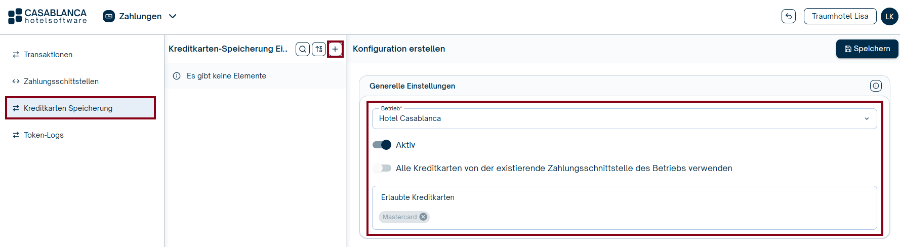 Schnittstellen Einstellungen