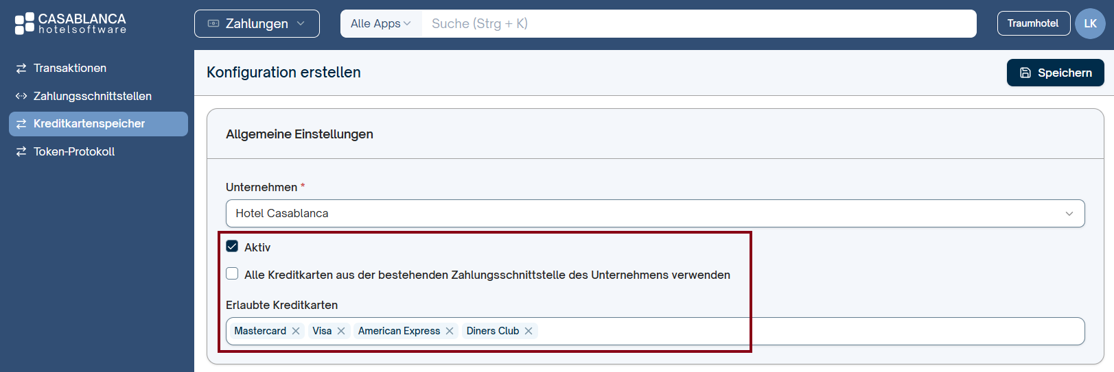 Schnittstellen Einstellungen
