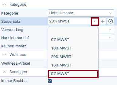 Steuersatz umstellen
