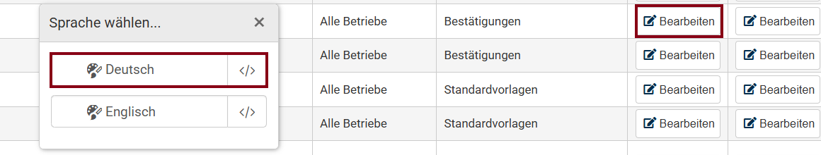 Vorlage bearbeiten