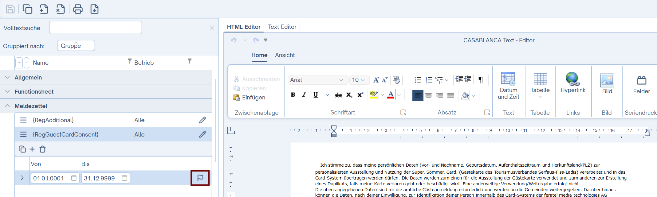 Zum Hinterlegen des Textes auf Englisch auf die Fahne klicken