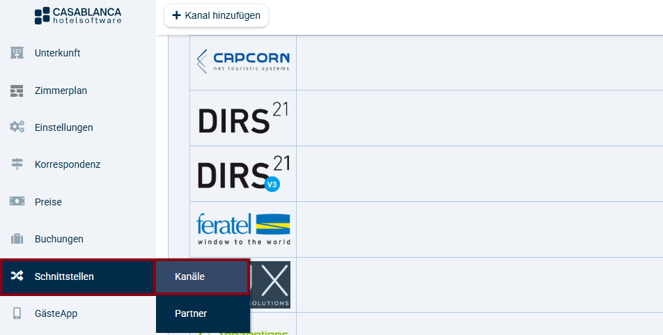 Schnittstellen > Kanäle Schnittstellen > Kanäle